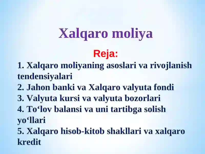 Xalqaro moliya 2