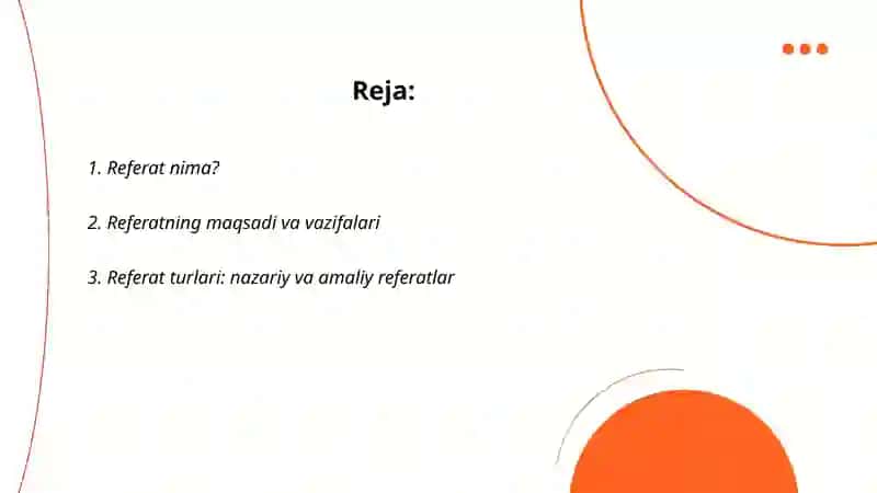 Referat turlari 2