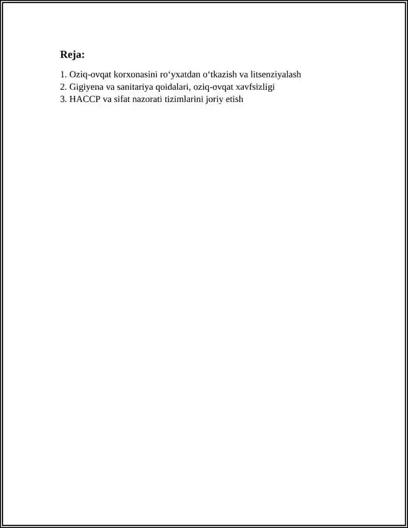 OZIQ-OVQAT XIZMATI (FOOD BUSINESS) 2