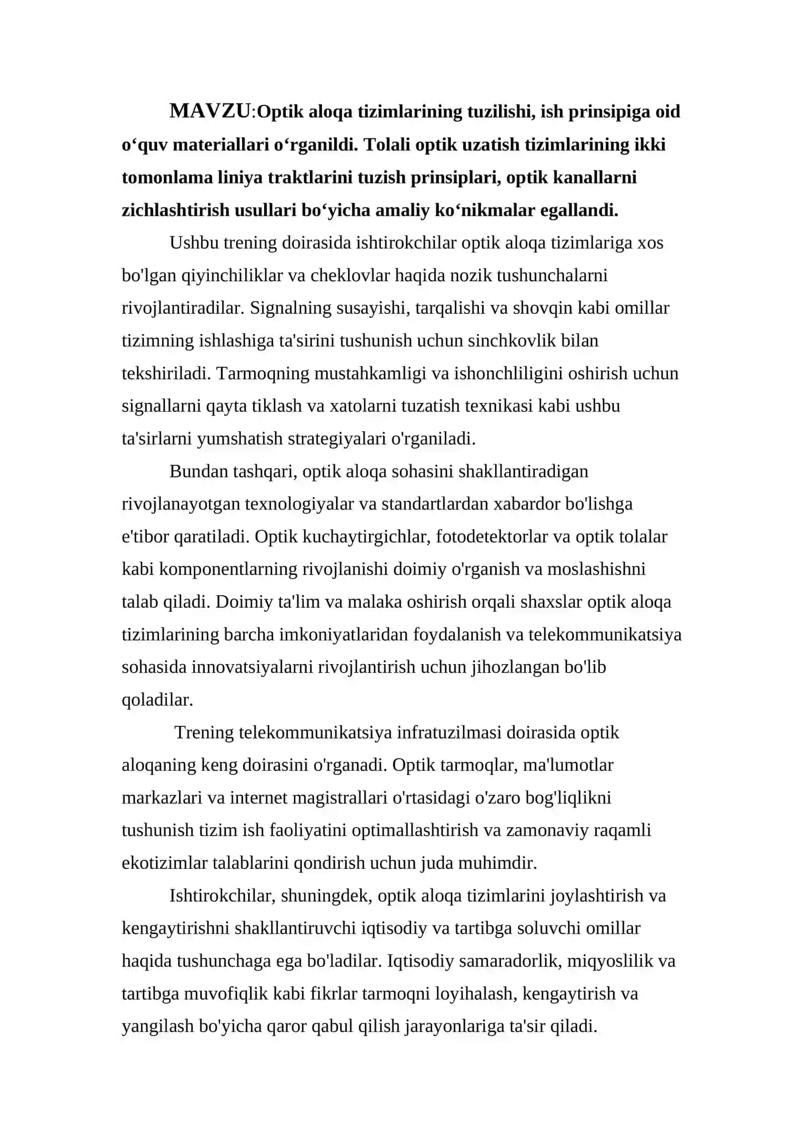 Optik aloqa tizimlari 2