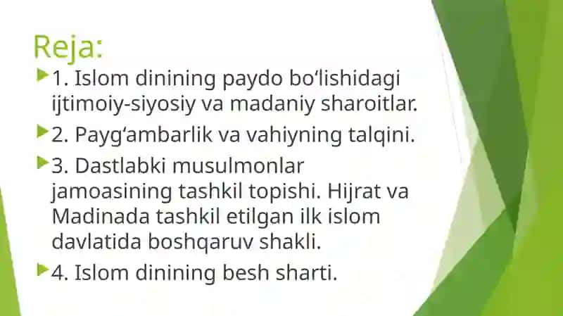 ISLOM DINI TARIXI VA MOHIYATI 2