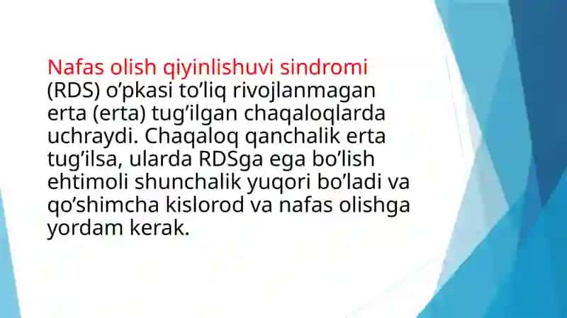 Nafas olish qiyinlishuvi sindromi(RDS) 2