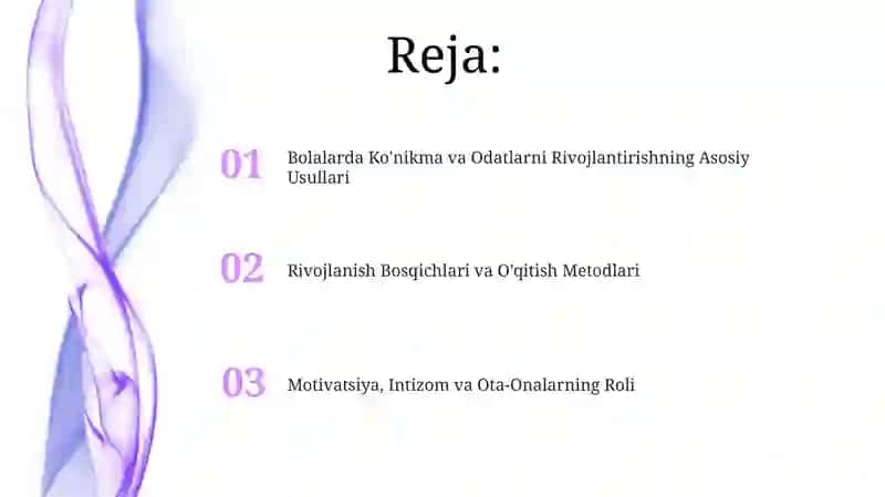 Bolalarda Ko'nikma va Odatlarni Rivojlantirish 2
