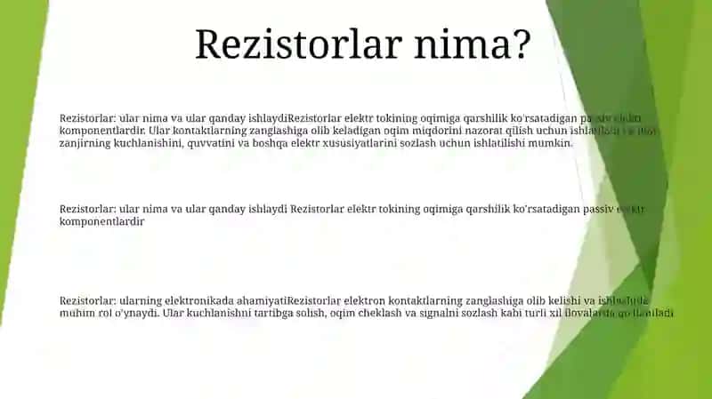 Rezistorlar Haqida 2