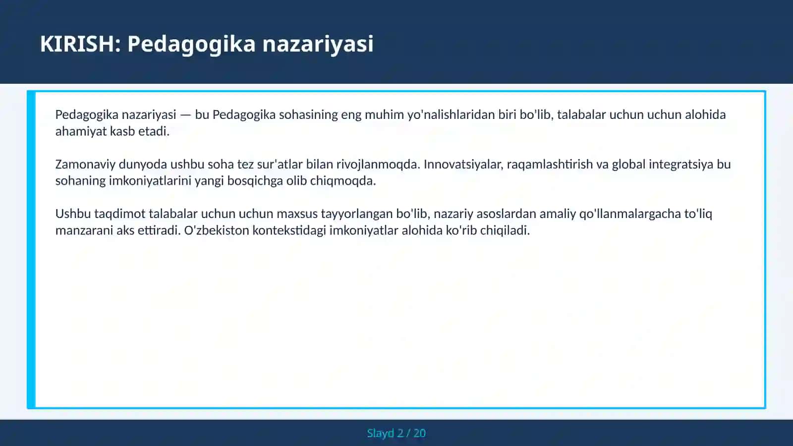 Pedagogika nazariyasi 2
