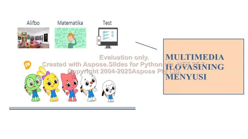 “Alifbo” multimedia ilovasining menyusi 2