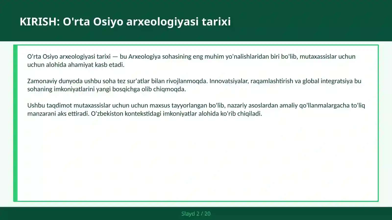 O'rta Osiyo Arxeologiyasi Tarixi 2