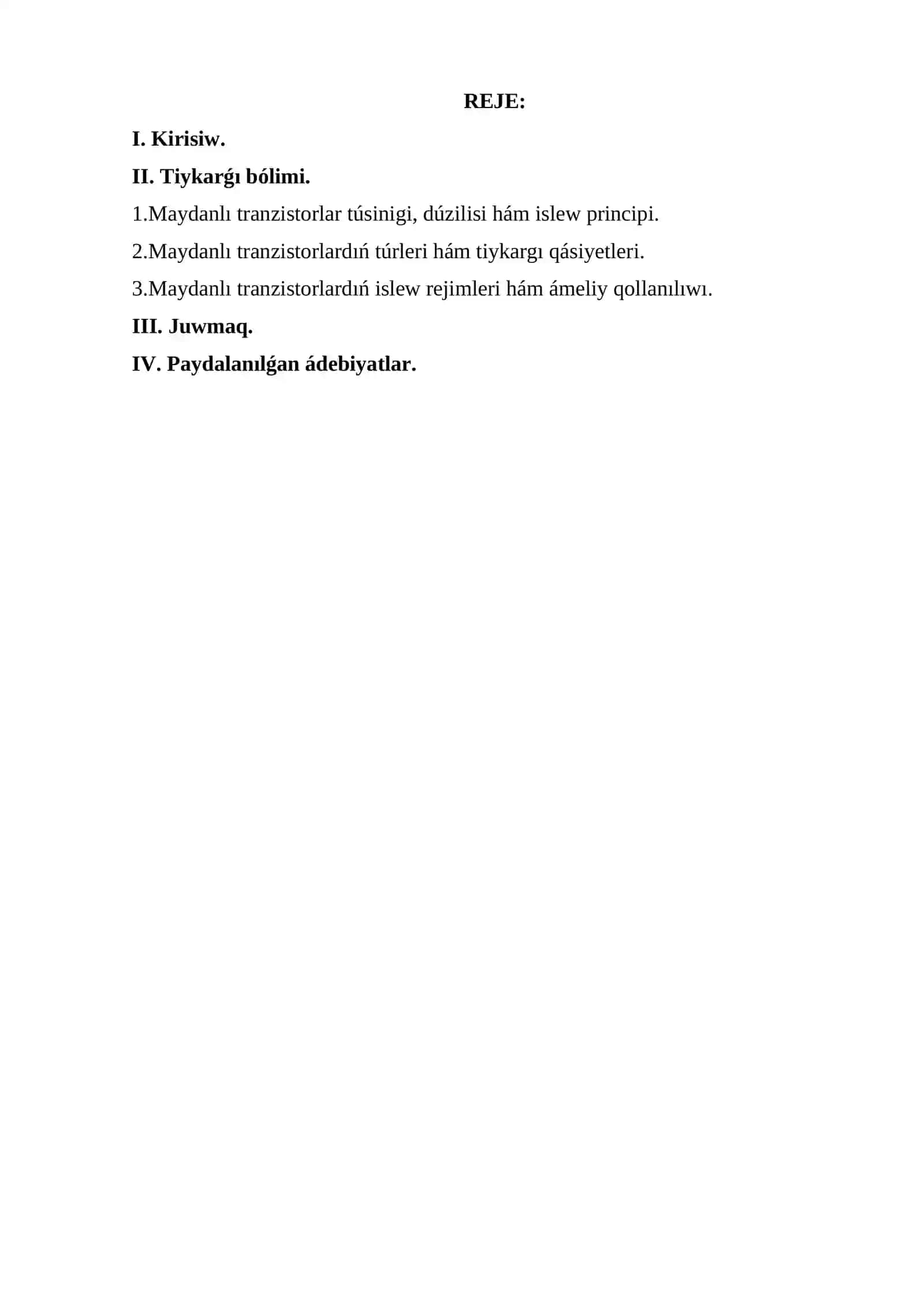 Maydanli tranzistorlar (MT) 2