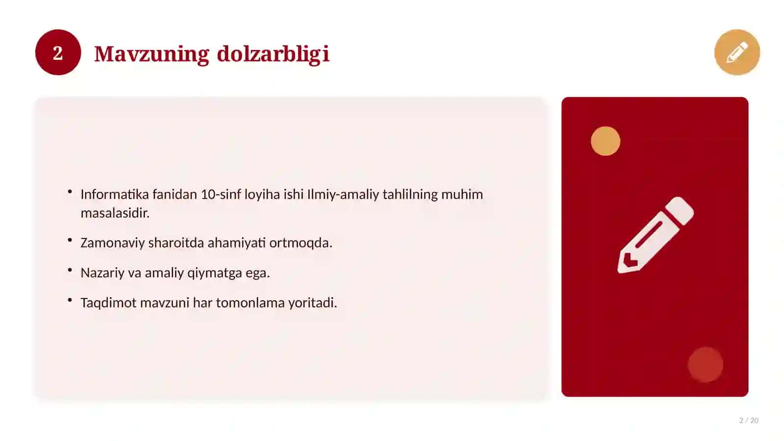 Informatika fanidan 10-sinf loyiha ishi 2
