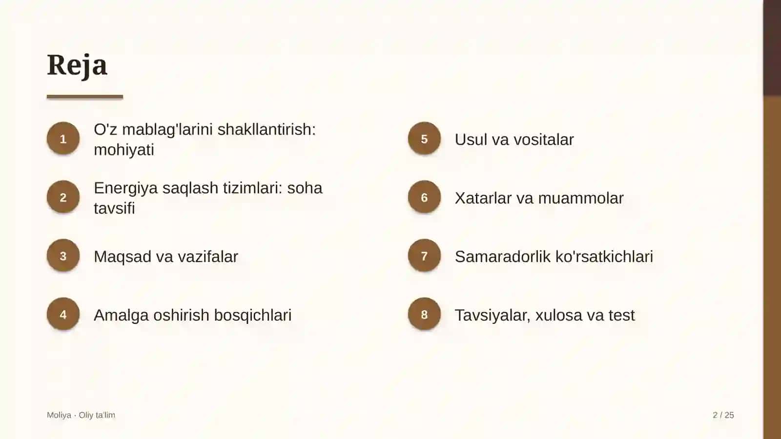 Energiya saqlash tizimlarida o'z mablag'larini shakllantirish 2