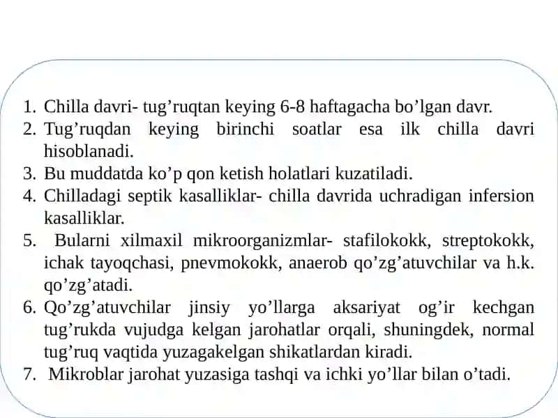 ChILLA DAVRI INFEKSIYALARI 2
