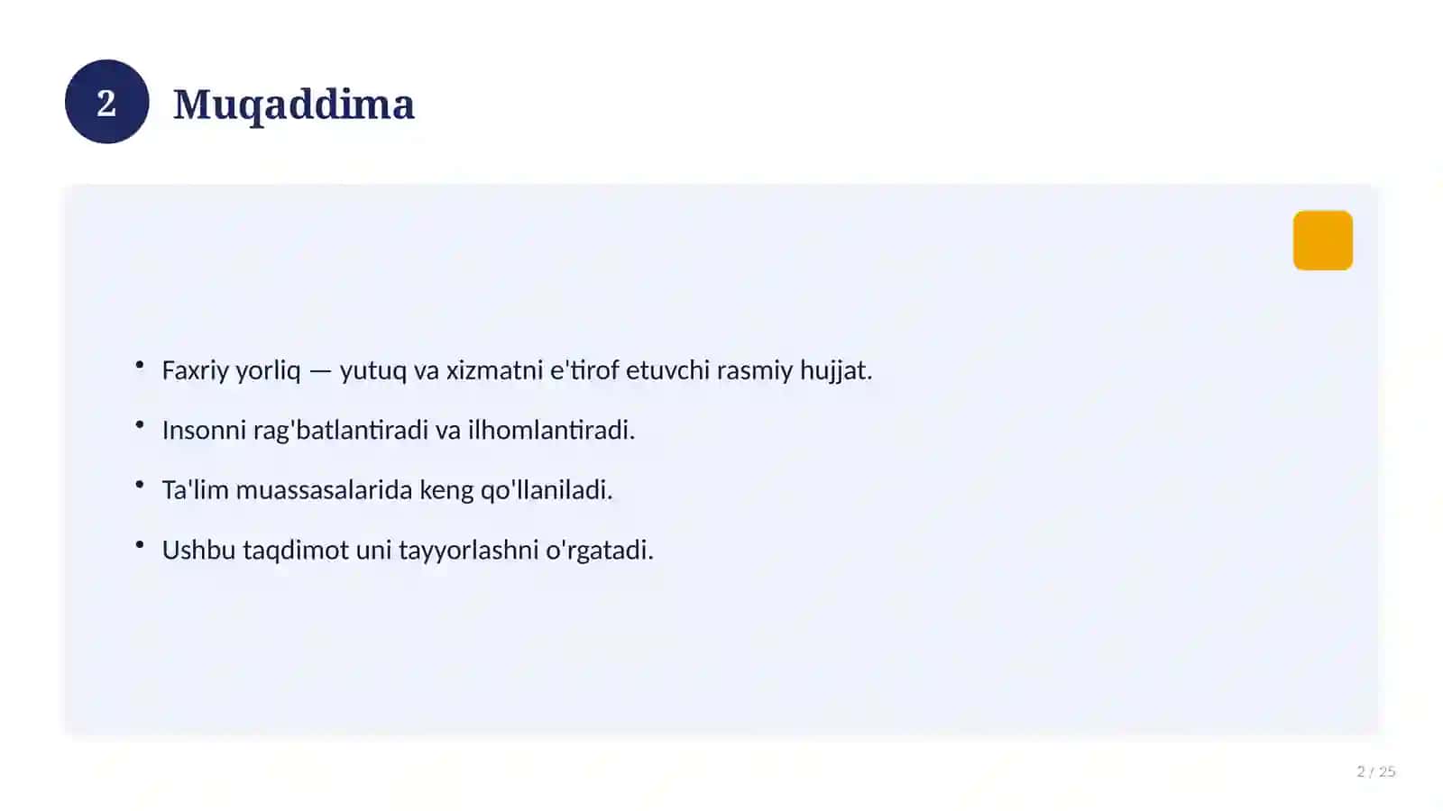 Faxriy Yorliq O'quvchilar Uchun 2