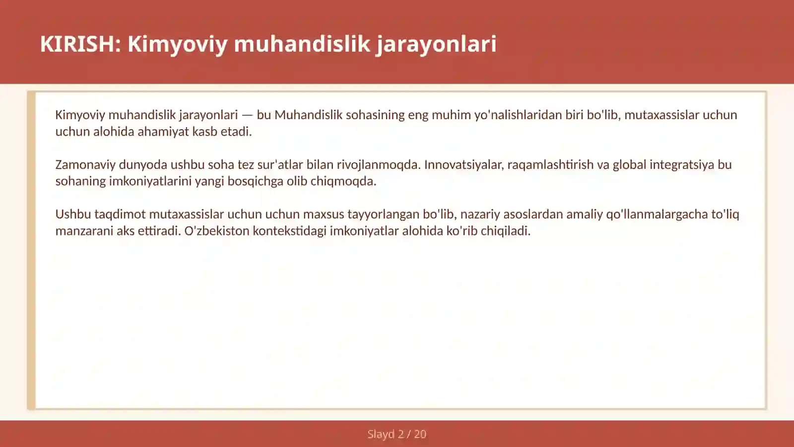KIMYOVIY MUHANDISLIK JARAYONLARI 2