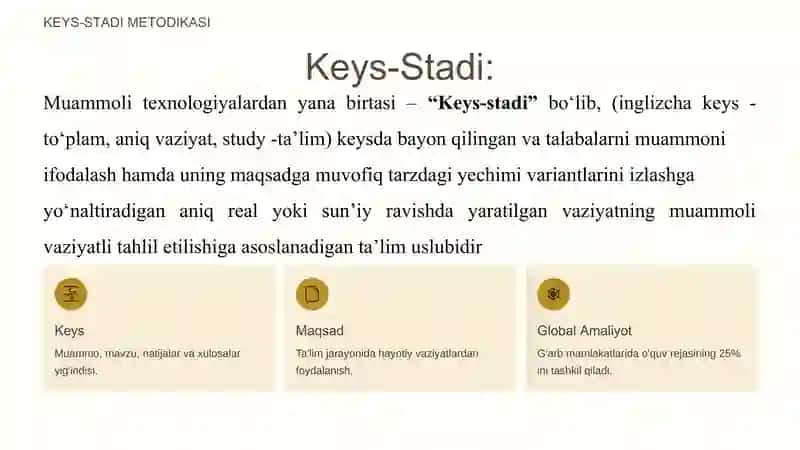 Oliy ta'limdagi amaliy matematikani Keys-Stadi asosida o'qitish metodikasi 2