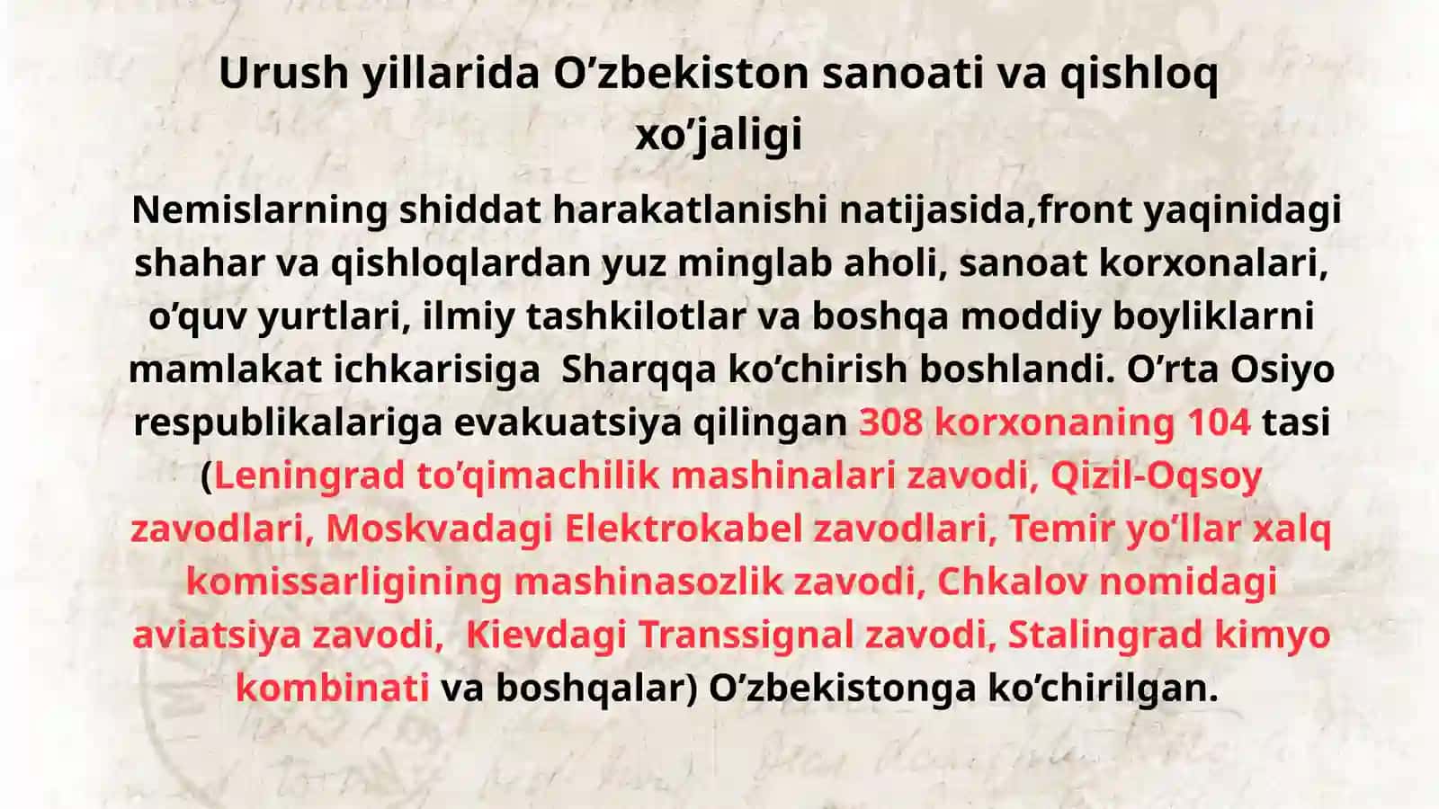 O’zbekiston ikkinchi jahon urushi yillarida( 1941-1945) 2