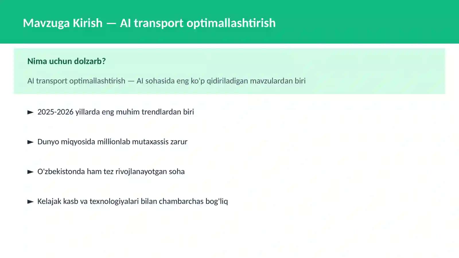 AI transport optimallashtirish 2