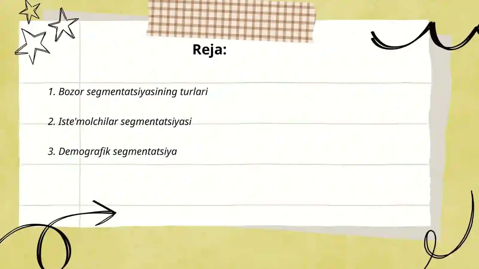 Bozor segmentatsiyasi va tovarni bozorda pozitsiyalashtirish 2