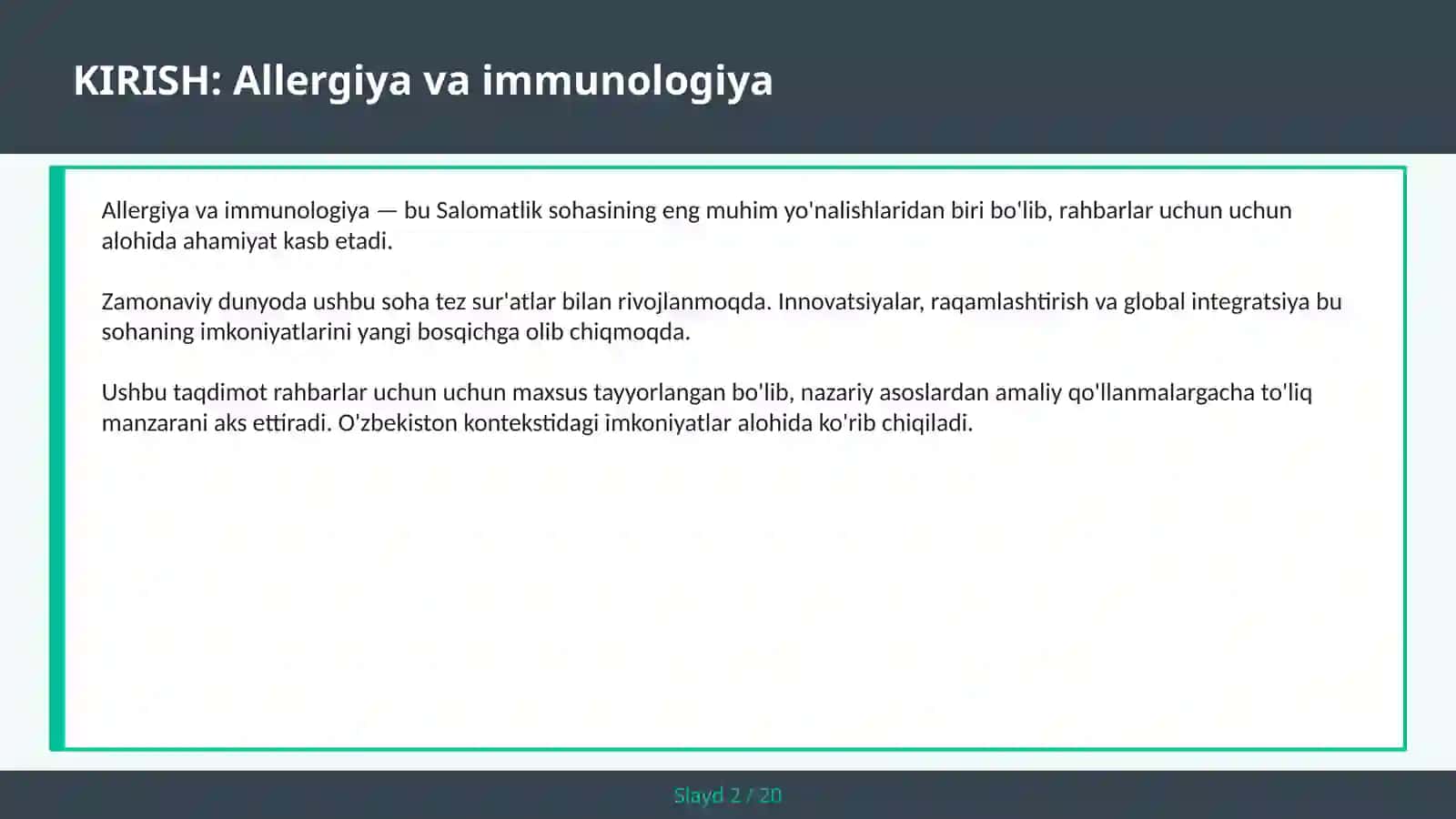 Allergiya va immunologiya 2