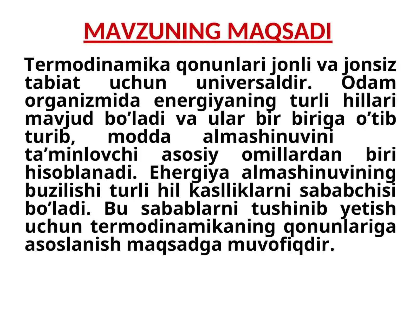 KIMYOVIY TERMODINAMIKAASOSLARIMA’RUZA№4 2