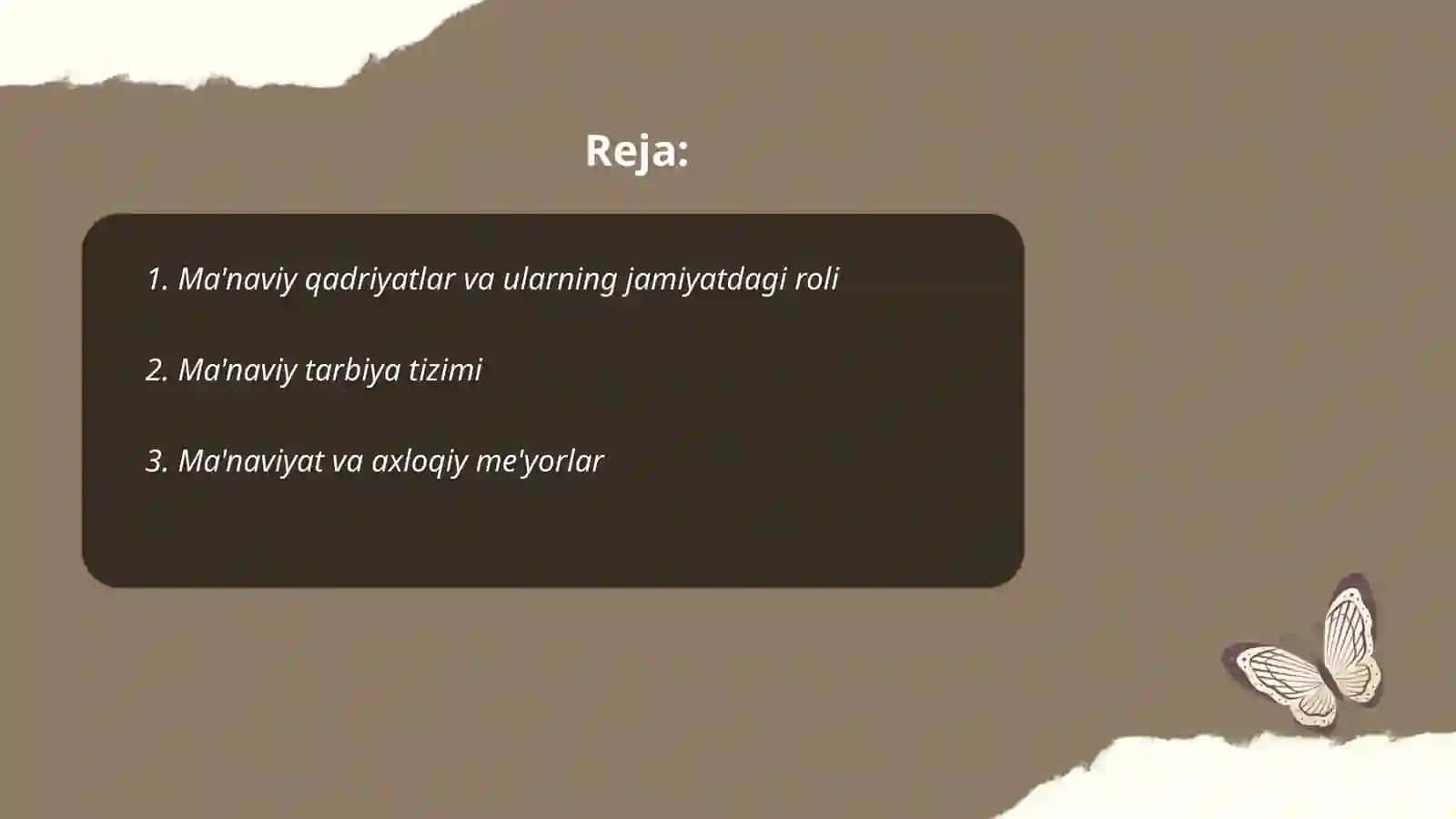 "Jamiyatning ma`naviy sohasi" by Ibragimova Zebuniso 2