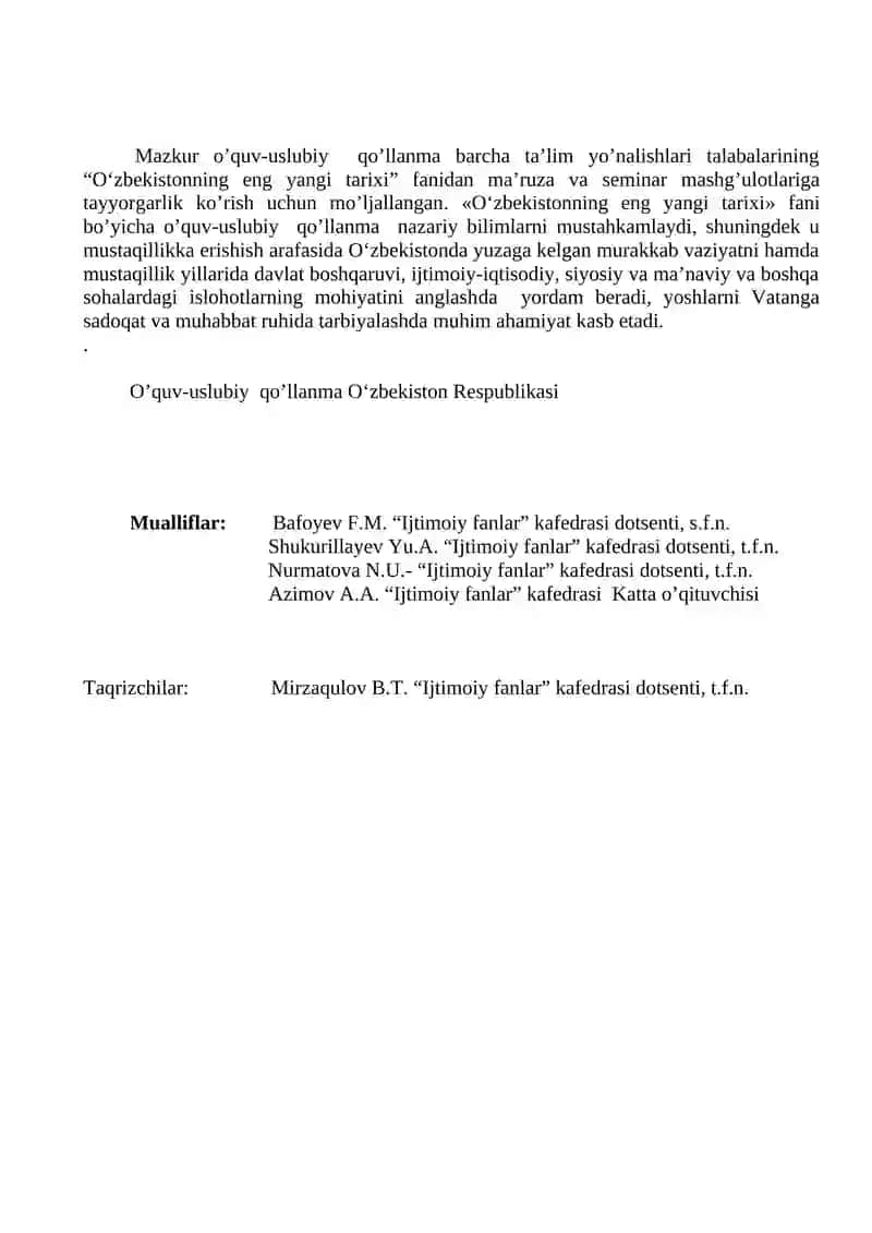 O‘zbekistonning eng yangi tarixi 2