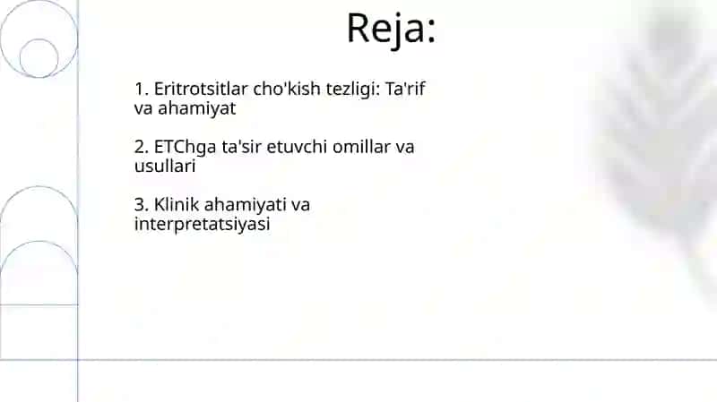 Eritrotsitlarning choʻkish tezligi 2