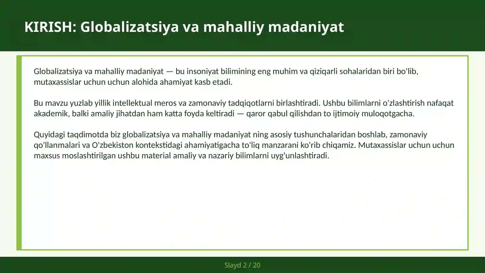 GLOBALIZATSIYA VA MAHALLIY MADANIYAT 2