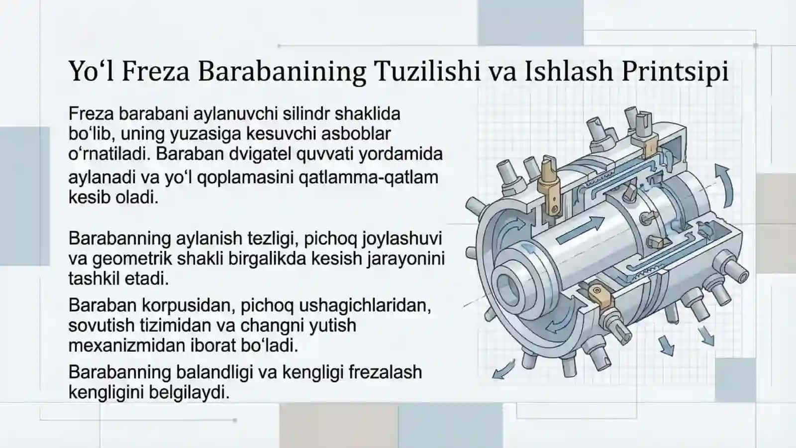 Yoʻl freza barabani geometriyasining tasiri 2