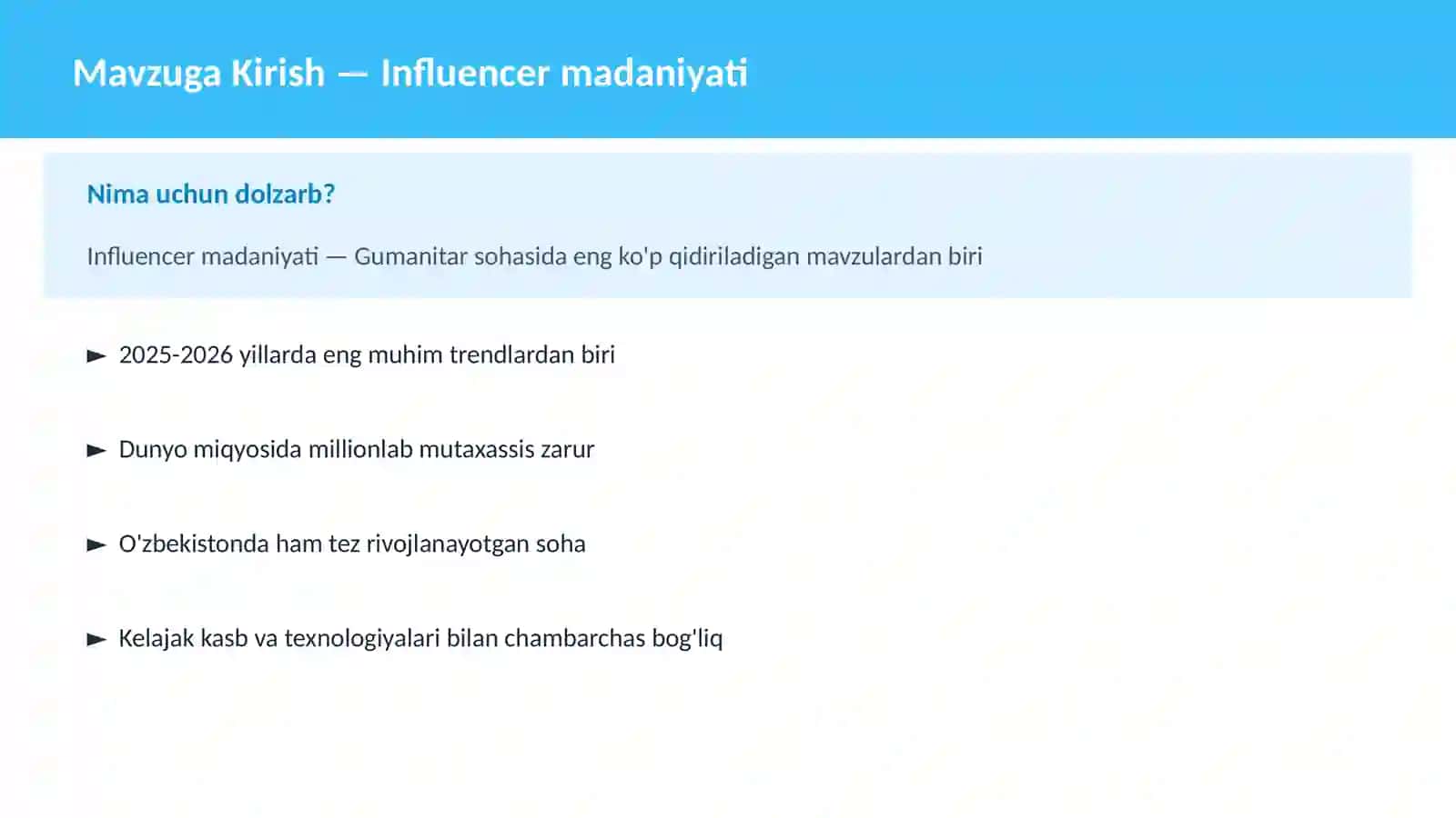 Influencer madaniyati 2
