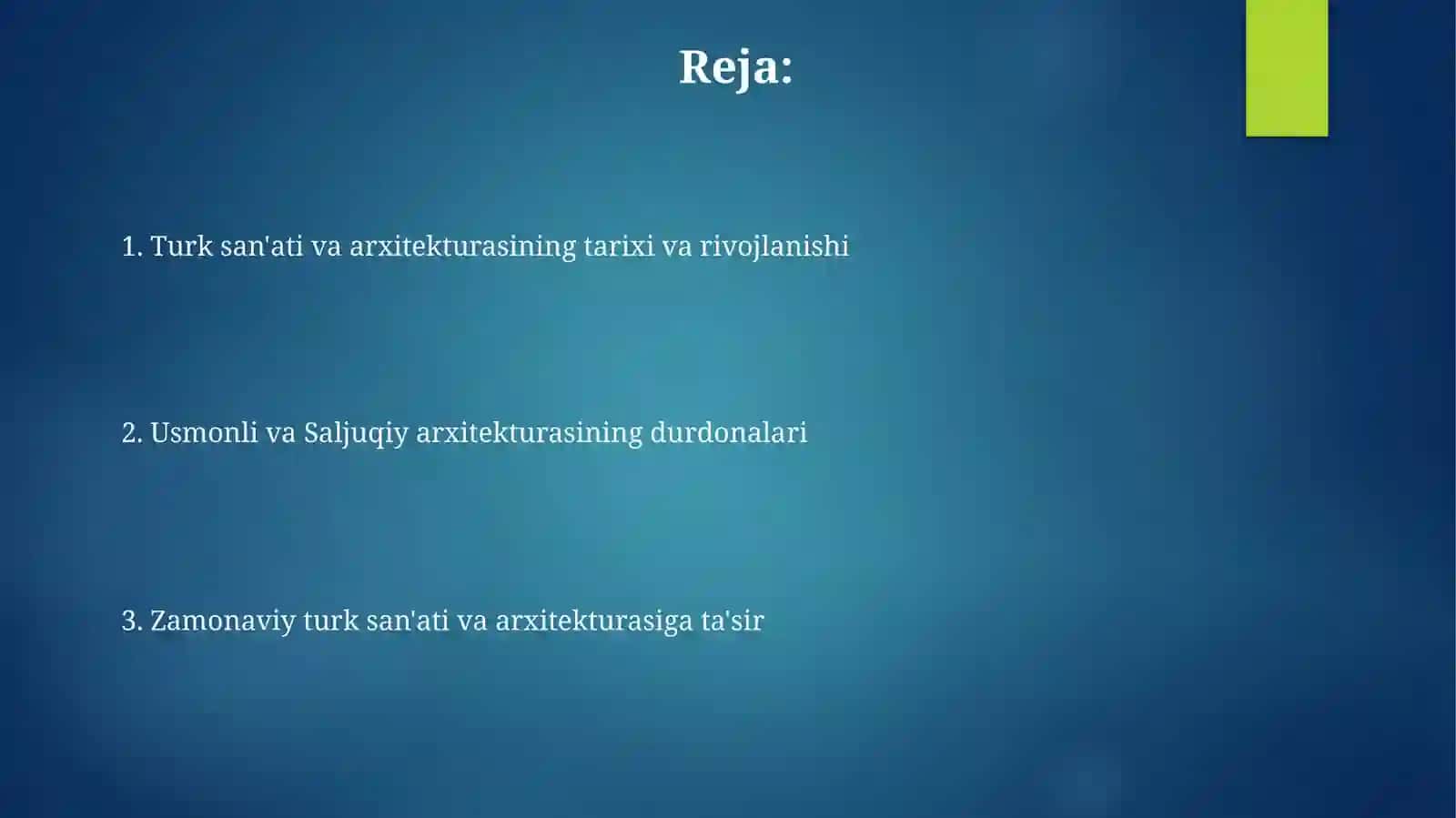 Turkiya san’ati va memorchiligi 2