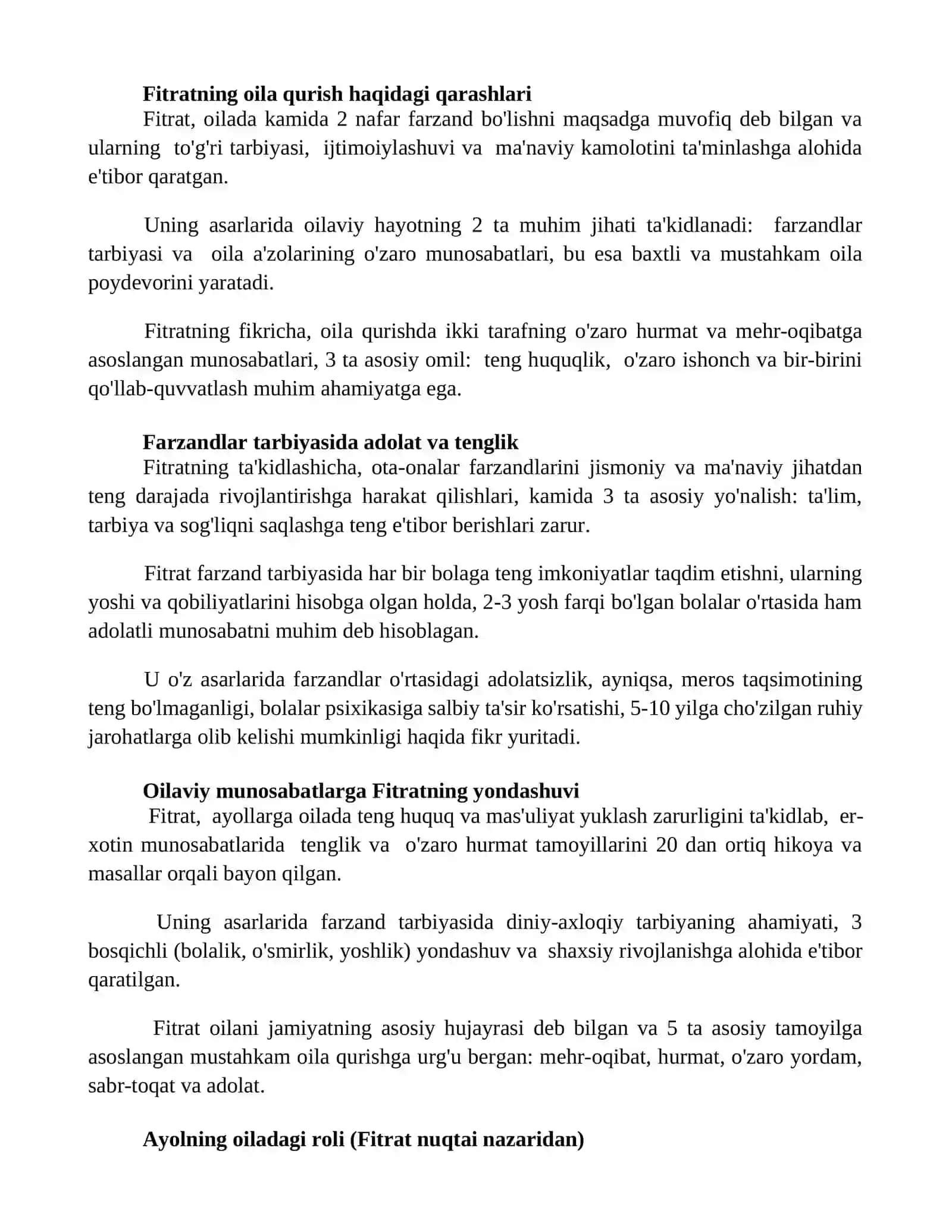 Fitratning oila asaridagi oila qurish va farzand tarbiyasiga oid qarashlari 2
