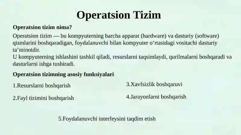 Operatsion Tizimlar 2