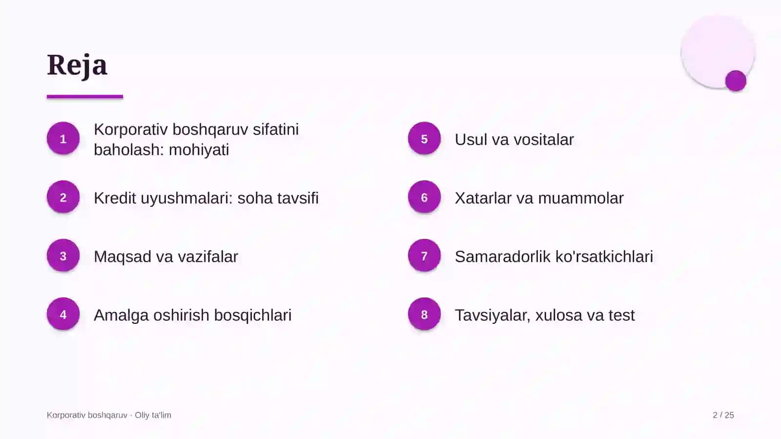 Kredit uyushmalarida korporativ boshqaruv sifatini baholash 2