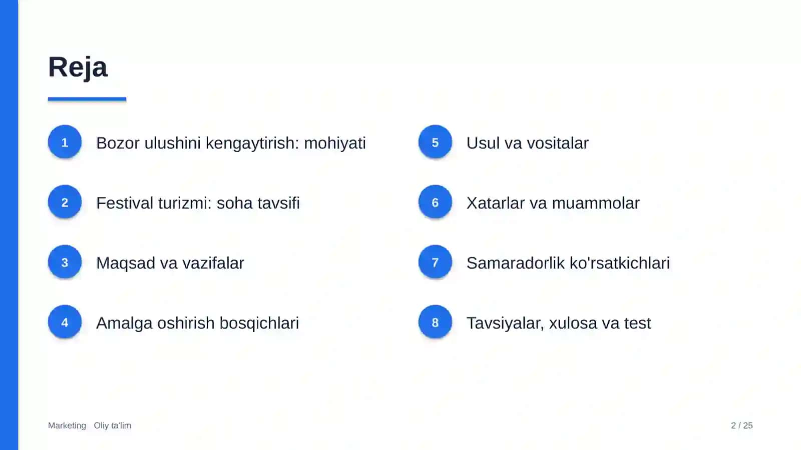 Festival turizmida bozor ulushini kengaytirish 2