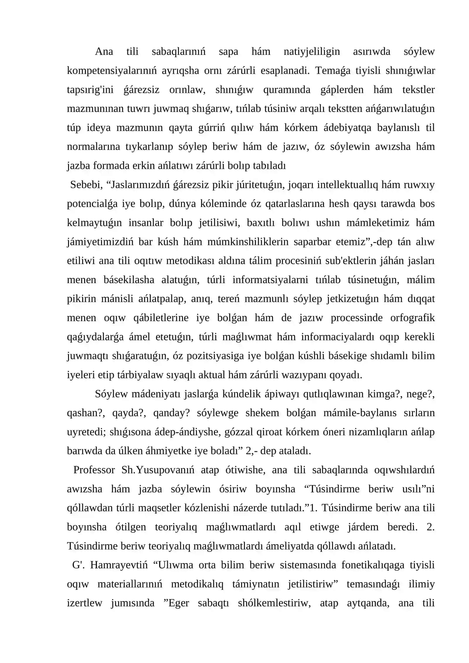 Sóylew kompetenciyası ham lingvistikaliq kompetenciyaǵa qoyılatuǵın talaplar 2