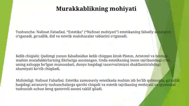 Nafosat Falsafasi. Estetika 2