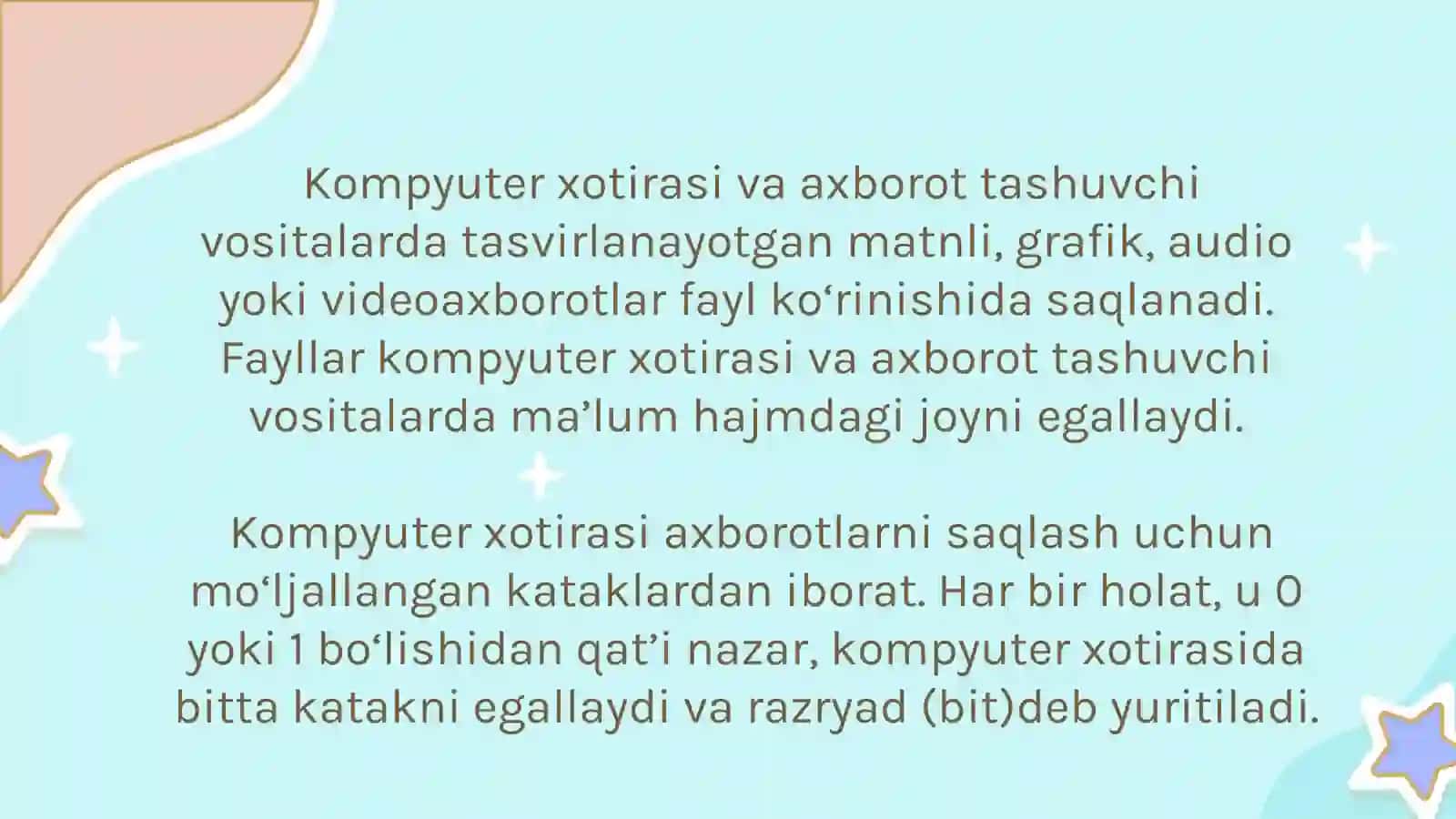 AXBOROT HAJMINI O‘LCHASH 2