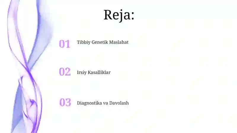 Irsiy kasalliklar. Tibbiy genetik maslahat 2