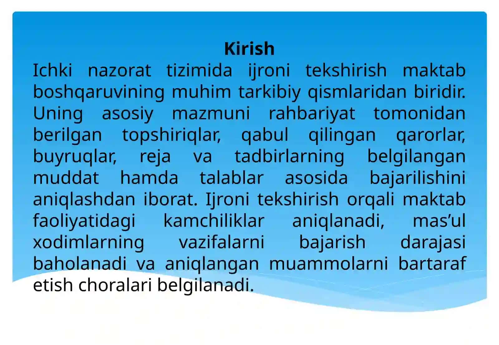 Ichki nazorat tizimida ijroni tekshirish 2