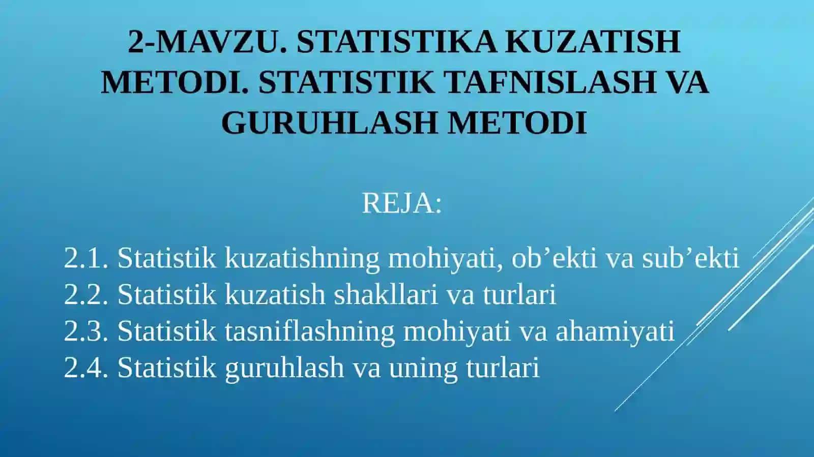 STATISTIKA KUZATISH METODI 2