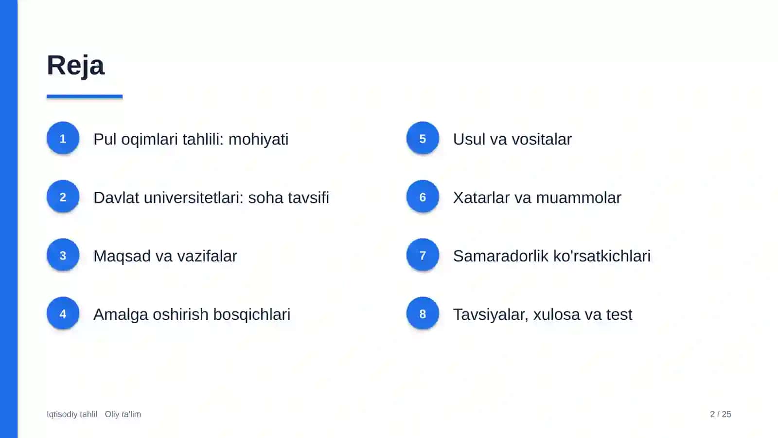 Davlat universitetlarida pul oqimlari tahlili 2