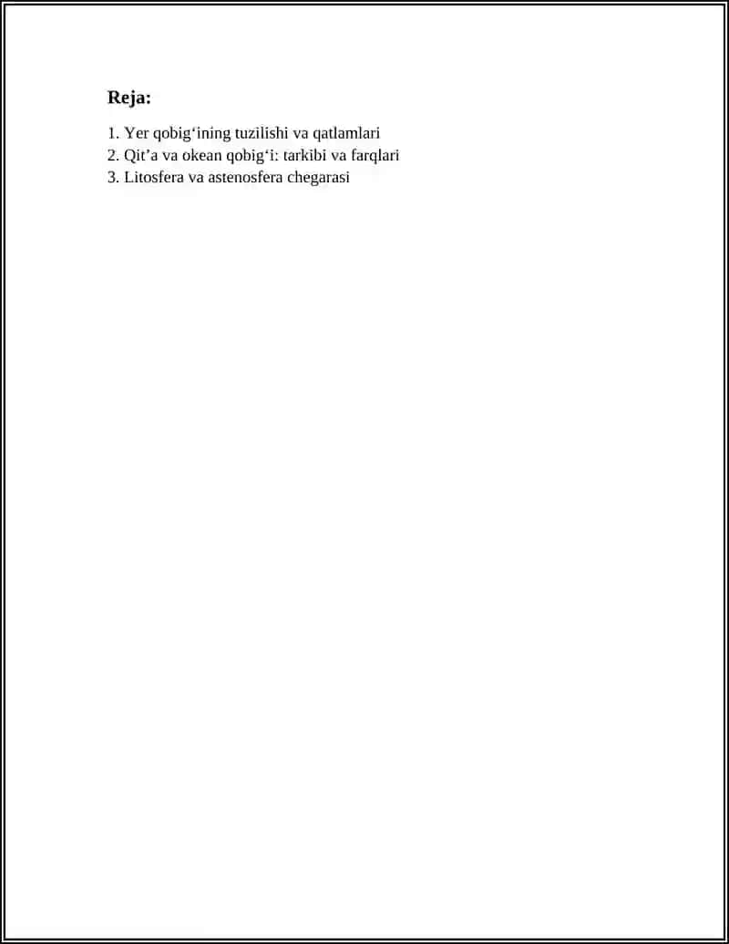 YERNING GEOGRAFIK QOBIG‘I. LITOSFERA 2