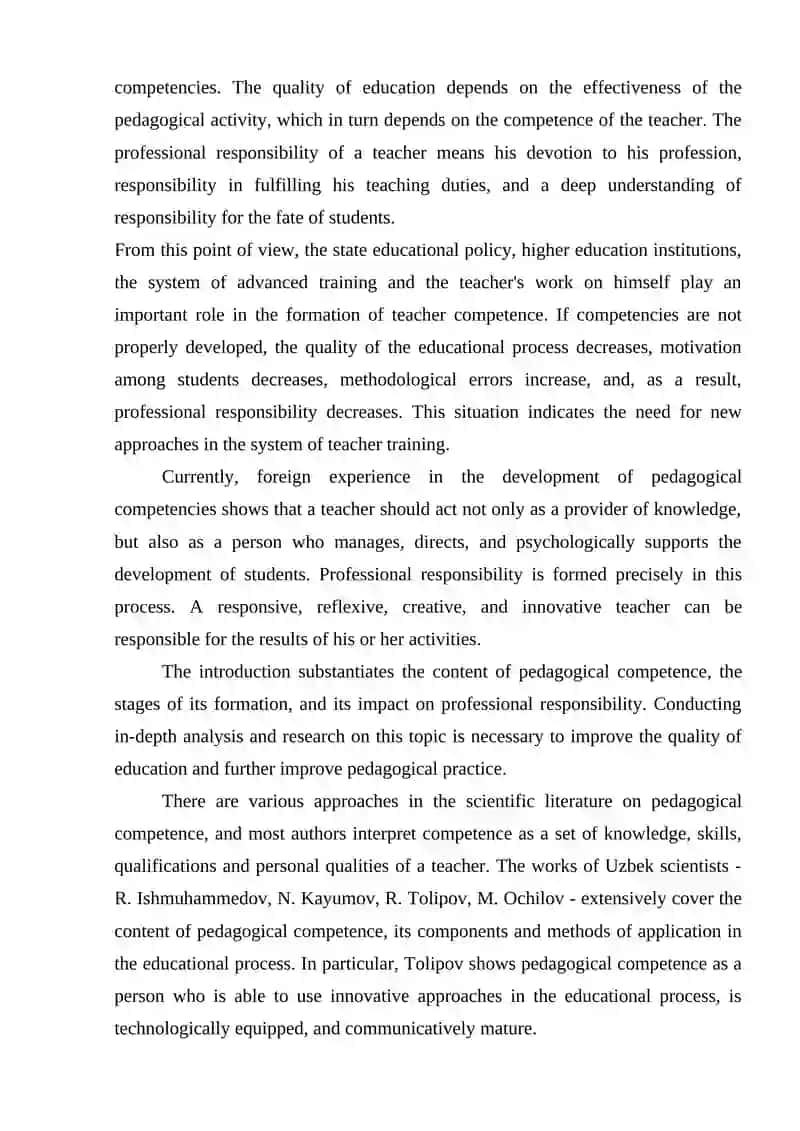 Development of Pedagogical Competencies 2