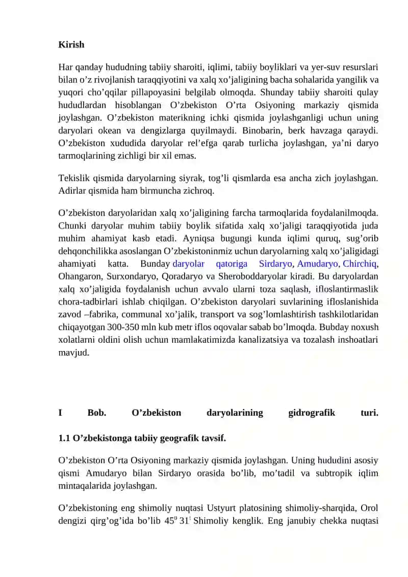 O'zbekiston koʼl va daryolari 2