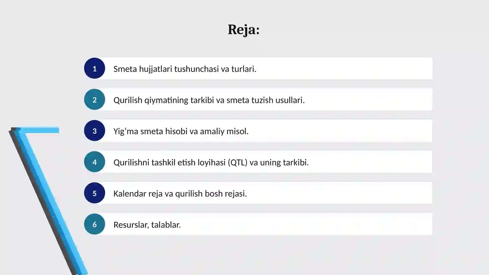 Smeta hujjatlari, qurilishni tashkiletish loyihasi 2