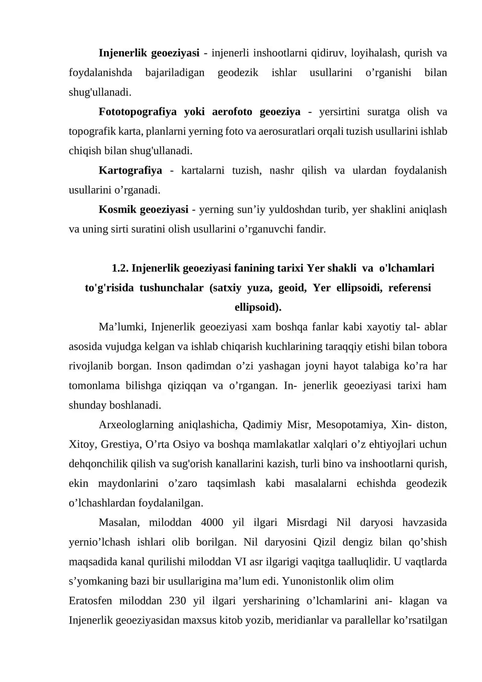 Geodeziya to’g’risida umumiy ma’lumot 2