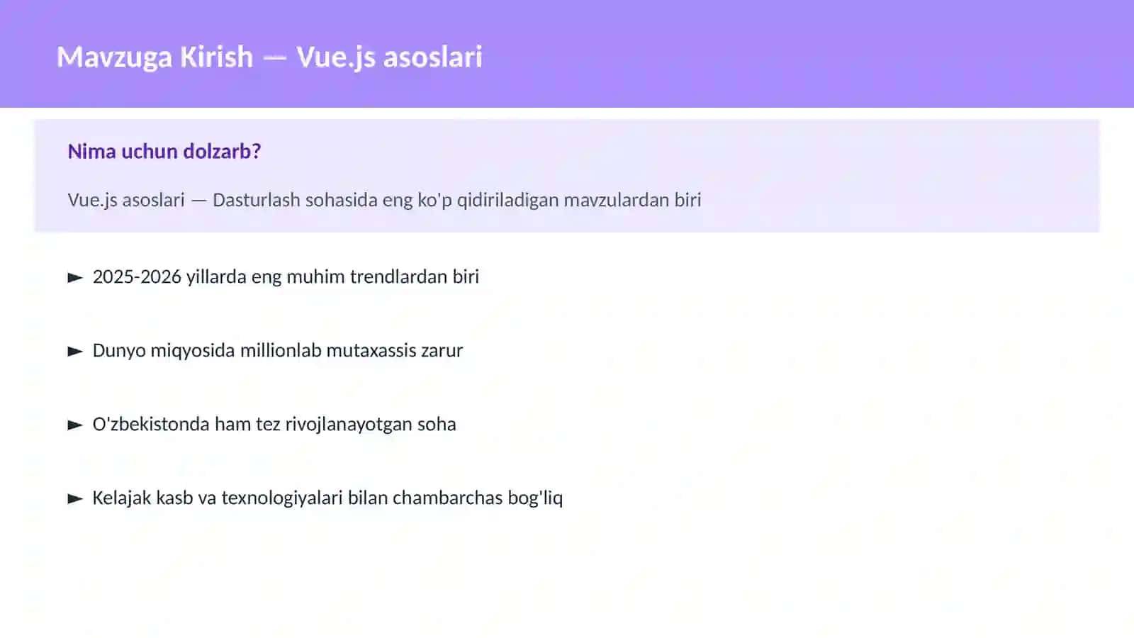 DASTURLASH | JAVASCRIPT VA WEB 2