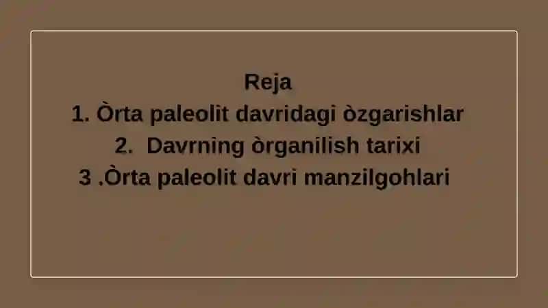 Òrta paleolit davri manzilgohlari 2