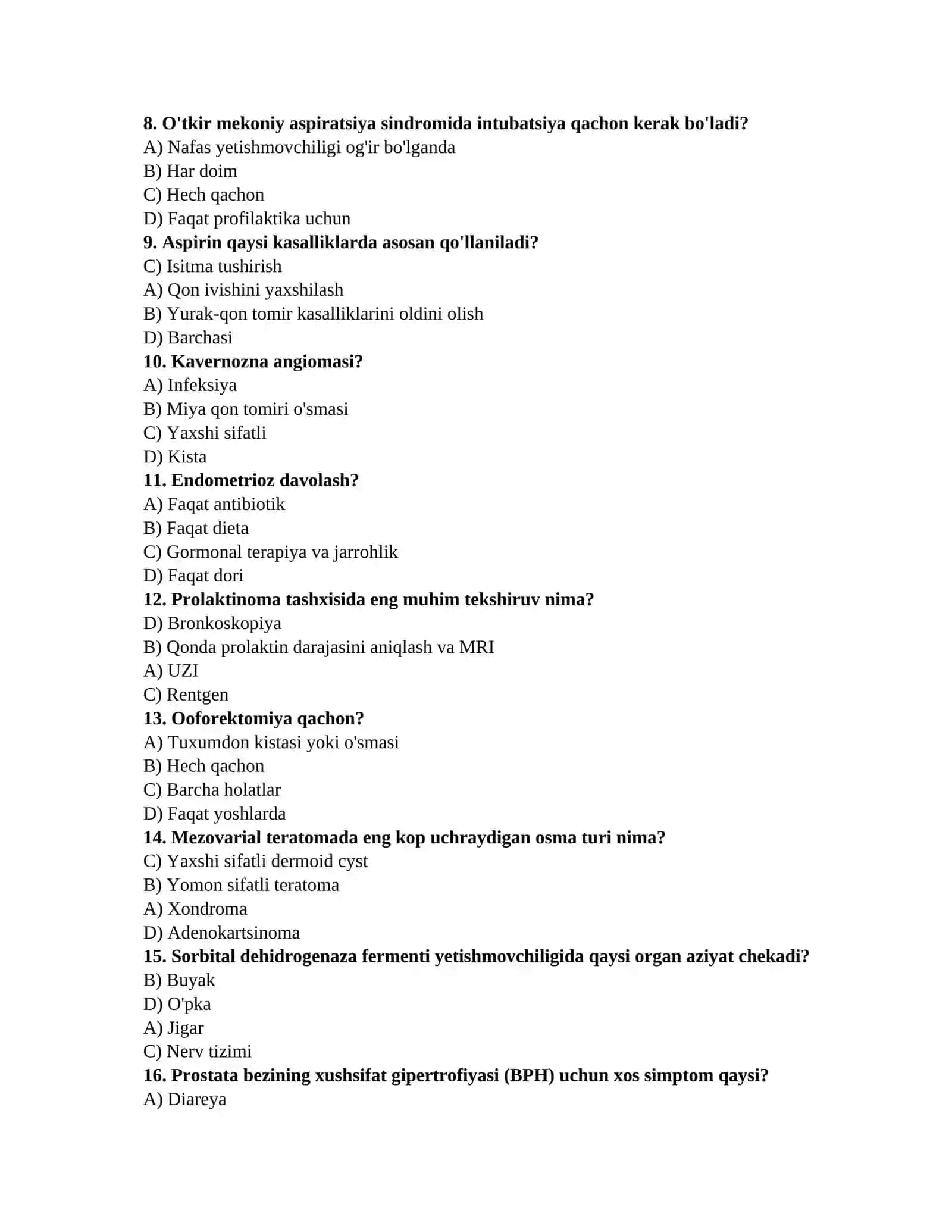 Akusherlik savollari 2