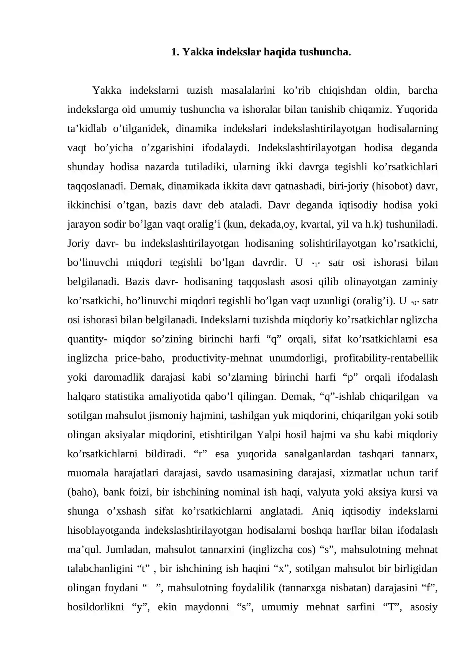 Yakkа indekslаr 2